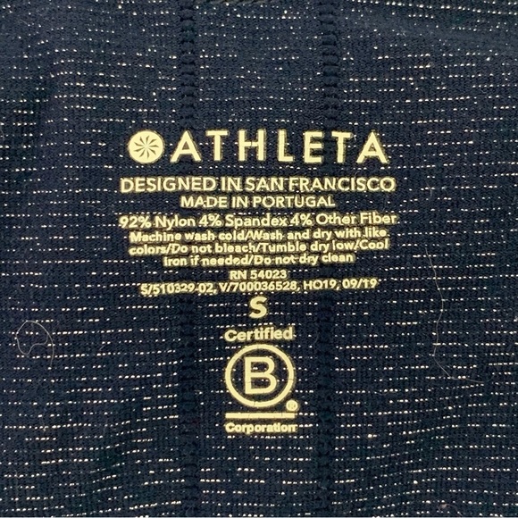 Athleta Women's Speedlight Glow Navy Sparkle Long Sleeve Top Size Small - Picture 11 of 11